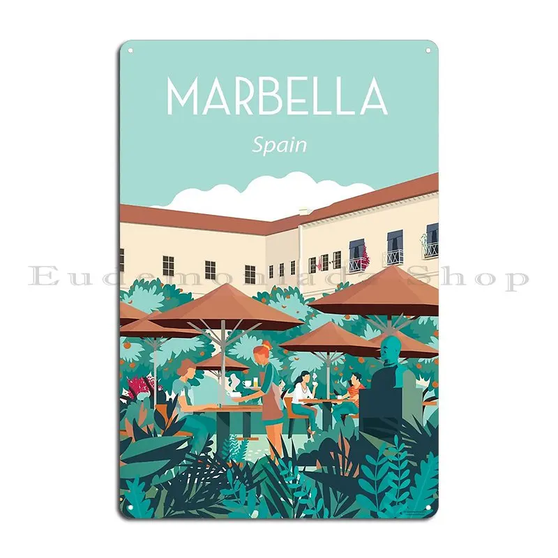 Marbella Spain Andalucia Travel Poster Vintage Travel Art Metal Sign Painting Club Custom Printed Wall Mural Tin Sign Poster