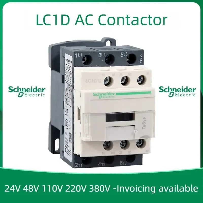 Schneider contactor 220V AC Three-pole contactor 3P 3 Phase 3-Pole 50/60Hz LC1D25 LC1D32 LC1D38 Coil Voltage 24V 110V 220V 380V