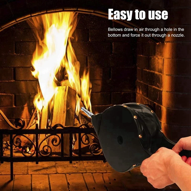 Outdoor Cooking Fan Air Blower 15.7X7in Fireplace Bellows Manual Wood Air Blower For Barbecue Fireplace Blowing Air