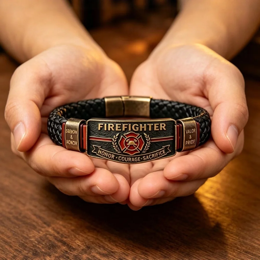 The New Firefighter Honor Woven Bracelet Is Selling Well, Featuring A Vintage Two-color Carved Woven Wristband