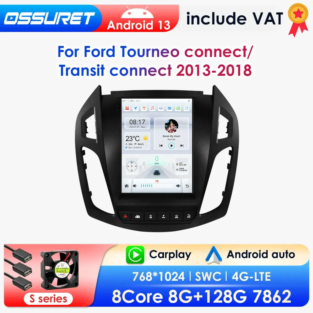 360 Kamera 9.7 ''Android 13 Autoradio für Ford Transit /Tourneo Connect 2013-2016 Auto Multimedia Video 4g 2din Wireless Carplay