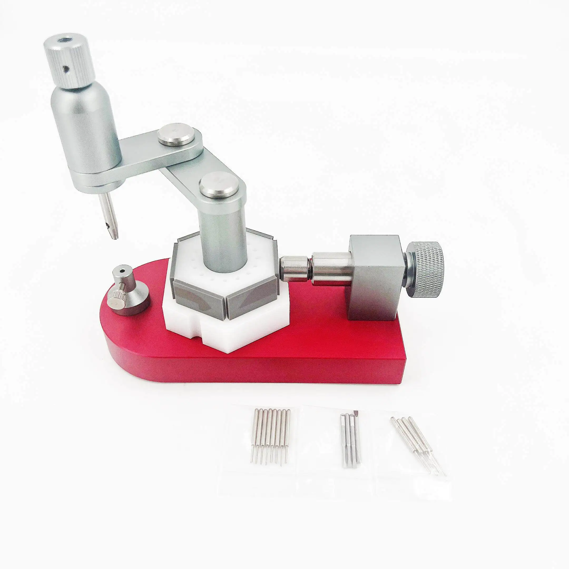 Watch repair tool 360 degree rotating self-clamping multi-purpose tape remover, strap adjuster, meter adjuster