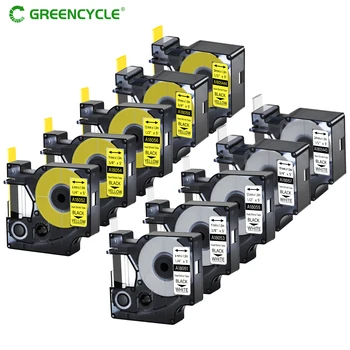 Dymo RHINO 라벨 메이커용 열 수축 튜브 테이프, 18051 18052 18053 18054 18055 18056, 6-24mm, 블랙, 화이트, 블랙, 옐로우, 5 개