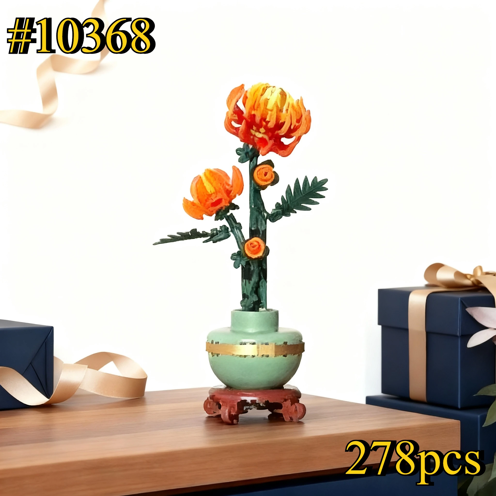 Conjuntos de bloques de construcción de crisantemos florecientes 10368 compatibles con partículas Legoed adecuadas para regalos de Navidad 278 piezas