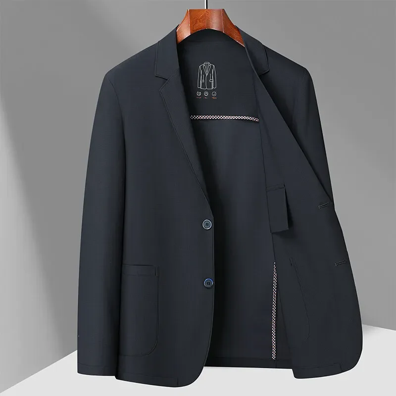 بليزرات رجالية بأكمام طويلة سترة متينة بياقة مقلوبة سترات عمل ملابس خارجية سترة فضفاضة 2025 جيوب جديدة غير رسمية #4