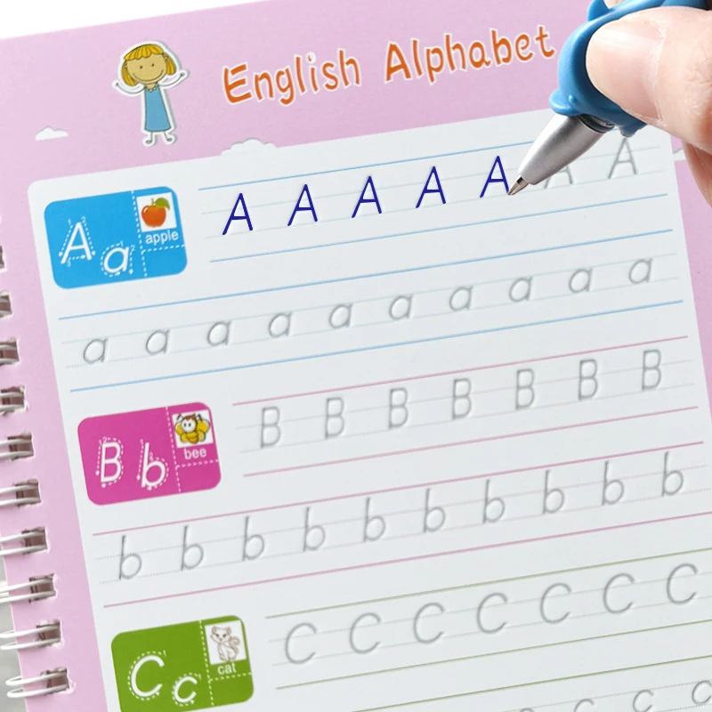 Wieder verwendbares Lern alphabet 3d Kalligraphie Copybook Mathe Englisch Buch Zeichnung Zahlen Bildung für Kinder üben Spielzeug Geschenke