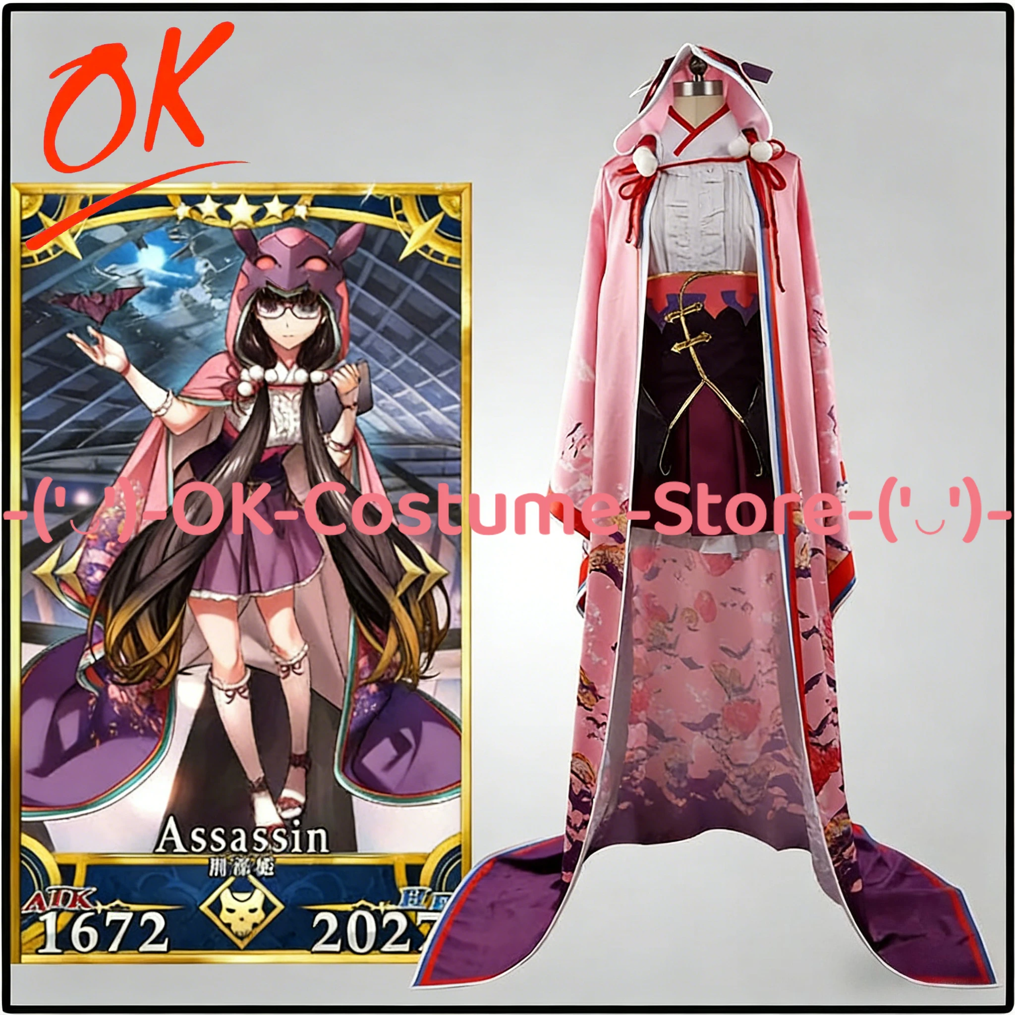 

[Customized Size] Fate Grand Order Osakabehime Cosplay Costume FGO Assassin Final Ascension Kimono Dress Halloween Party Outfit
