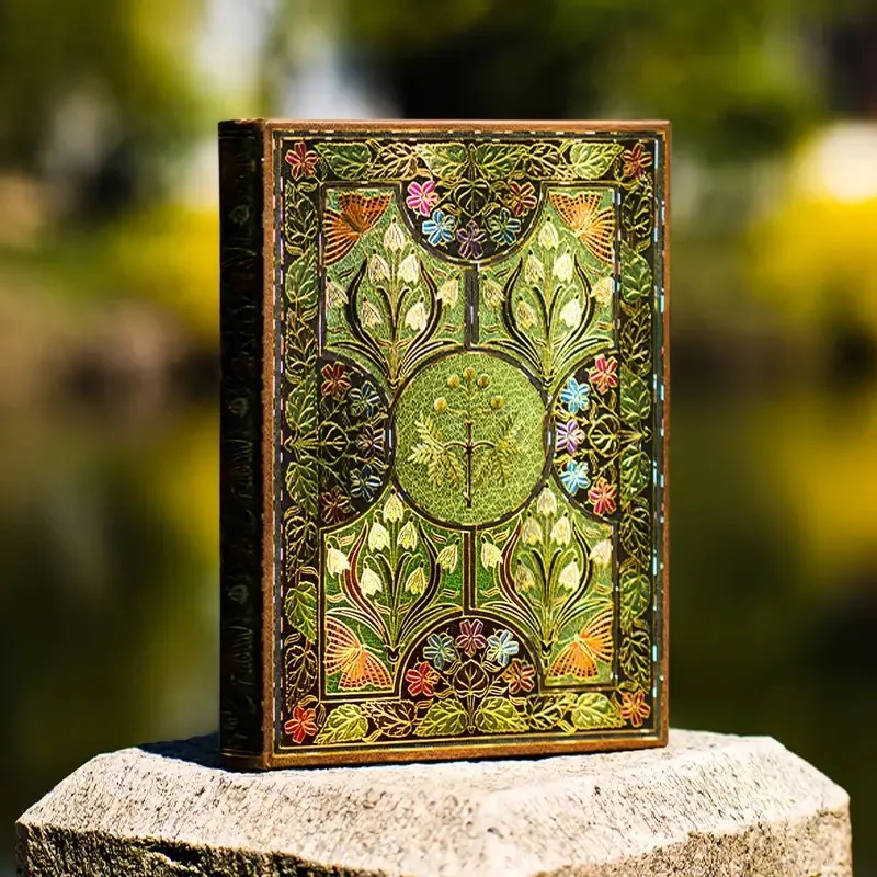 Perranco Retro Wooden Ledger Business Diary Hardcover Engraved Merchandise Gifts Olive Green Color Page