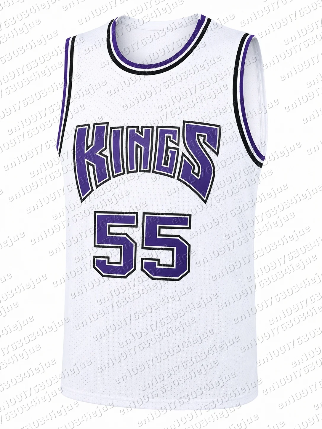 Retro Williams 55 Kings Jersey Schwarz mit lila und weißem Rand, Sportuniform, Freizeitweste für Herren und Kinder – Detail 5