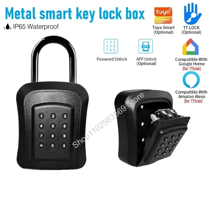 Tuya/TTlock Smart Password Lock Box Homestay Key Box Password APP Unlocking Anti Theft IP65 Waterproof Electronic Lock Box