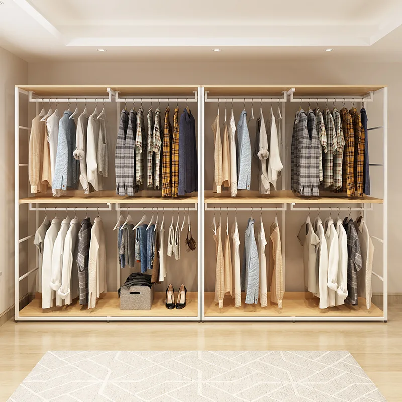 Walk-in closet rack Metal cloakroom rack Wrought iron open