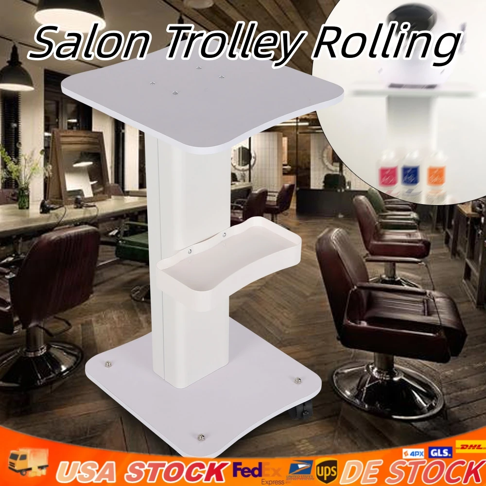 

Salon Trolley Rolling Cart Organizer Trolley Storage Cart 360°Rotatable with Handle Storage Tray Brake