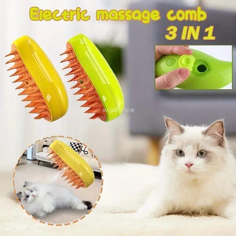 애완 동물 스팀 브러시, 고양이 빗, 마사지 양모, 기화기, 털 제거, 그루밍, 전기 분무기, 애완 동물 액세서리