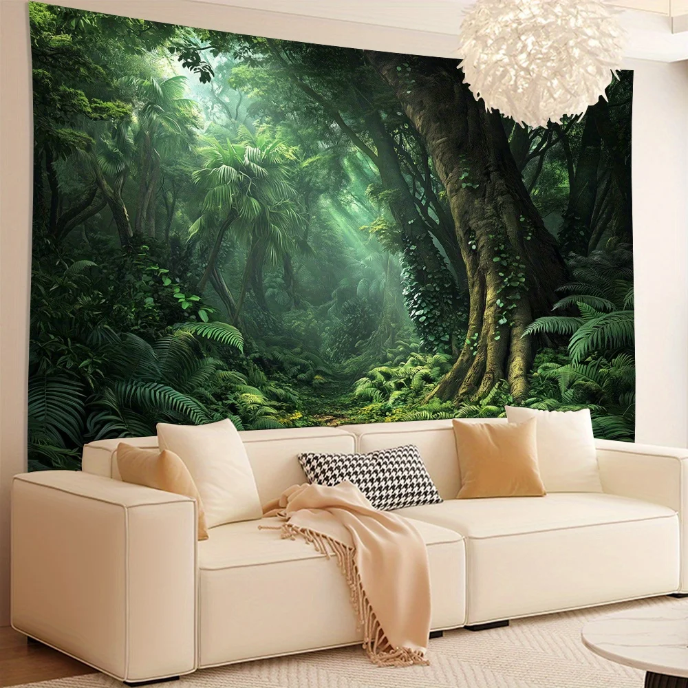 Sunny Coconut Grove Landscape Tapestry, Tropical Palm Tree Beach Nature Scenery Wall Cloth For Home Calming Backdrop