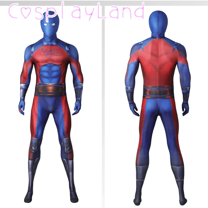 

Halloween Carnival Costume Black Teth Adam Cosplay Atom Smasher Costume 3D Spandex Superhero Printing Muscle Jumpsuit with Mask