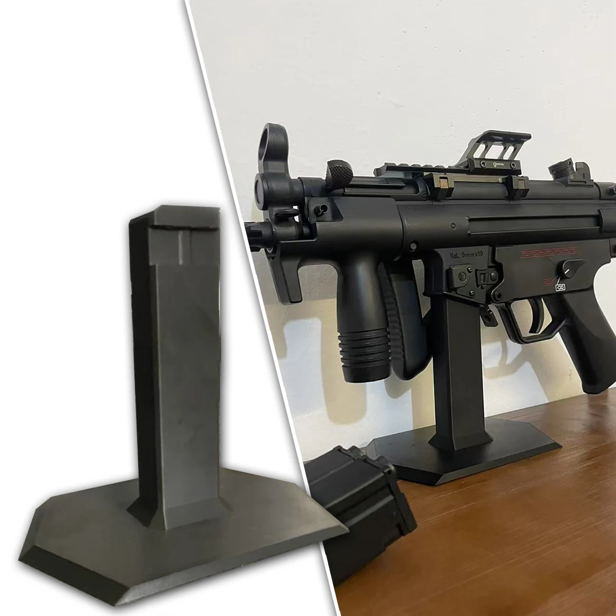 MP5K Toy Submachine Gun Display Stand 3D Printing Customizable Lettering Soft Bullet Gun Magazine Base for Display of Cleaning