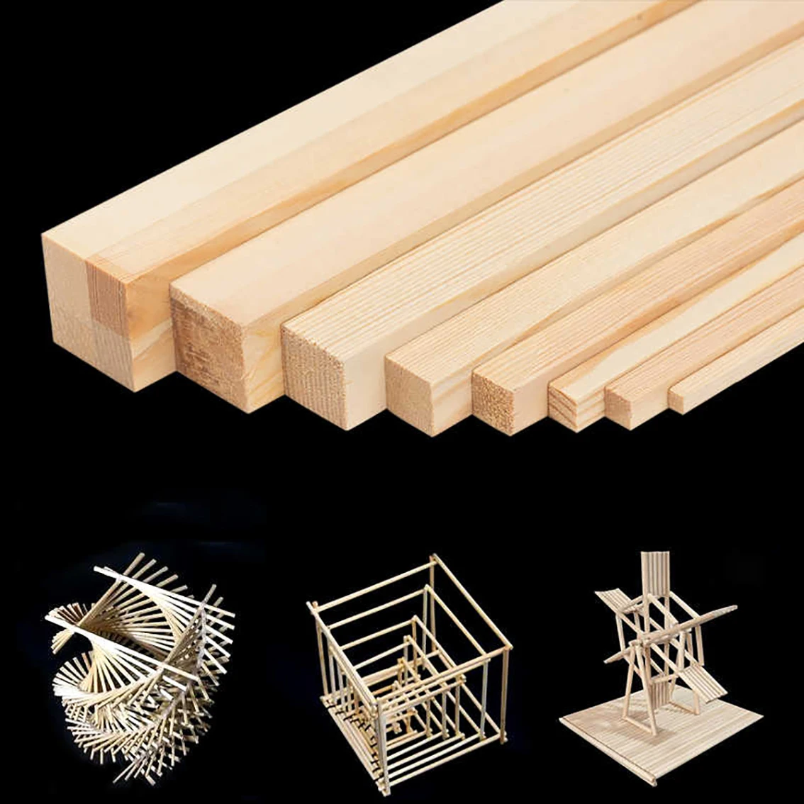 

1/5/10PCS Length 330mm Square Pine Wood Strip Solid Pine Rods 5*5mm-25*25mm DIY Model Material Crafts Decoration Making Parts