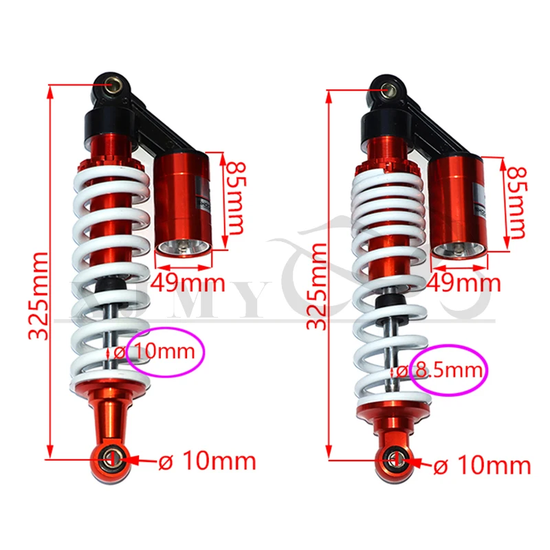 Universal 325mm Air Shock Absorber Front and Rear Suspension Springs for Scooter Dirt Bike Gokart Quad ATV Motorcycle