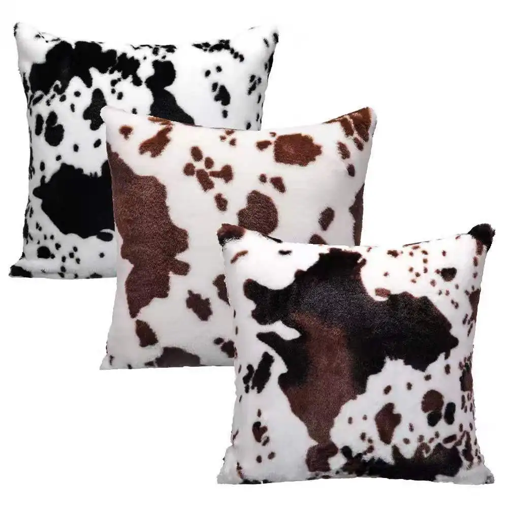 Cow Skin Throw Pillow Cover Brown Black Cow Spots 3d Print Pillowcases for Pillow Bed Decor Garden Chair Pillow Cover Home Decor