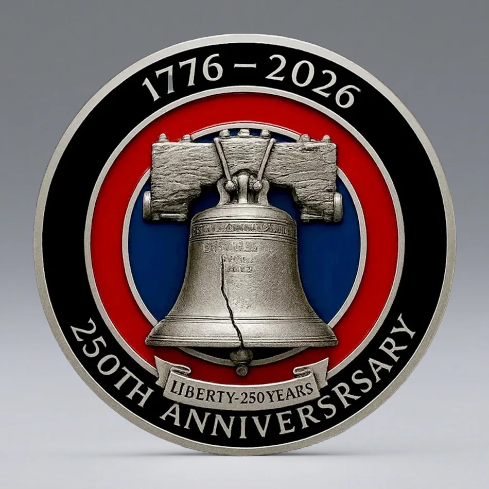 The 250th Anniversary of America 2D Printed Silvery Plated Souvenir Coin Is A Historical Milestone Collectible Coin