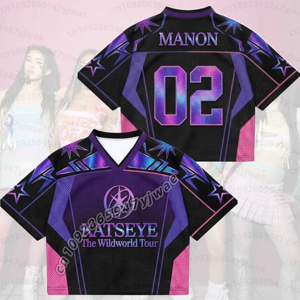 26 Summer Purple Star Katseye The Wild World Tour Mixed Mesh Jersey Manon Fans Merch Gift For Eyekons Women Men Name Tag T-Shirt