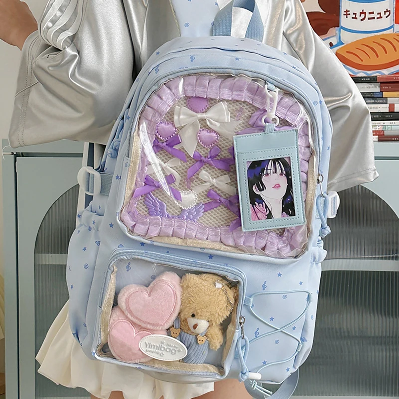 

HAEX Dopamine Women Ita Backpacks 2025 DIY Anime Badge Large Capacity Laptop Mochilas Para Mujer Designer Students Bag Female