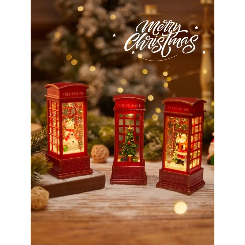 Christmas Night Light Ornament Santa Glowing Ambience Oil Light Christmas Tree Water Light Gift Tabletop Ornament