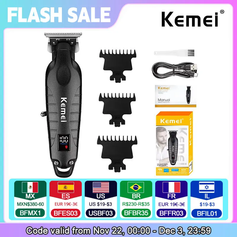 Kemei KM-2293 Machine De Coupe De Cheveux Professionnel Rechargeable Barbier Tondeuses À Cheveux Électrique Tondeuses Sans Fil pour Hommes