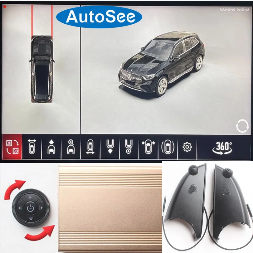 for Benz for Mercedes GLA car 360 degree camera Bird's eye 3D panoramic view side mirror surround parking reverse assist 4K dash