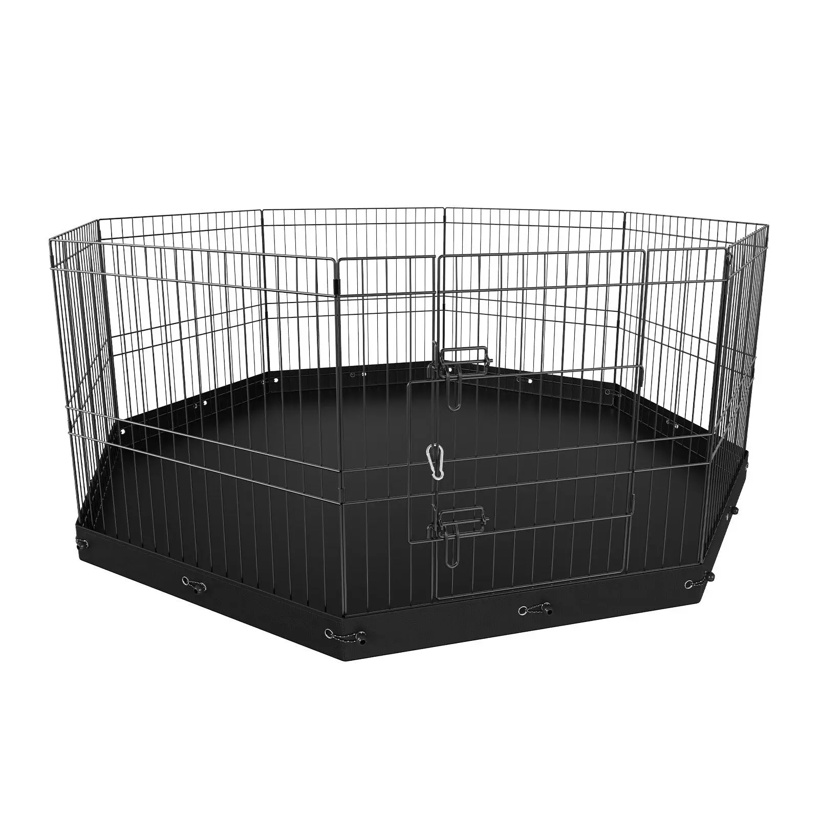 

8-Panel Foldable Dog Playpen – 24"H, Metal + Bottom Pad – Indoor/Outdoor Use for Small/Medium Pets – Includes Stakes.