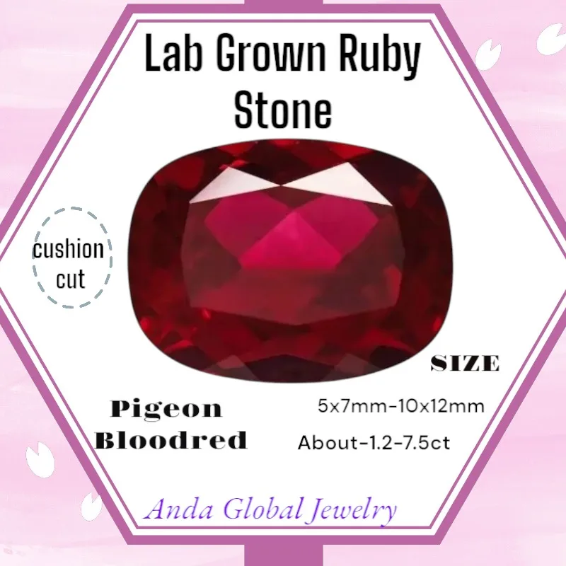 

Lab Grown Ruby Pigeon Blood Red Gemstones VVS1 elongated cushion cut Synthetic Loose Gems with Certificate
