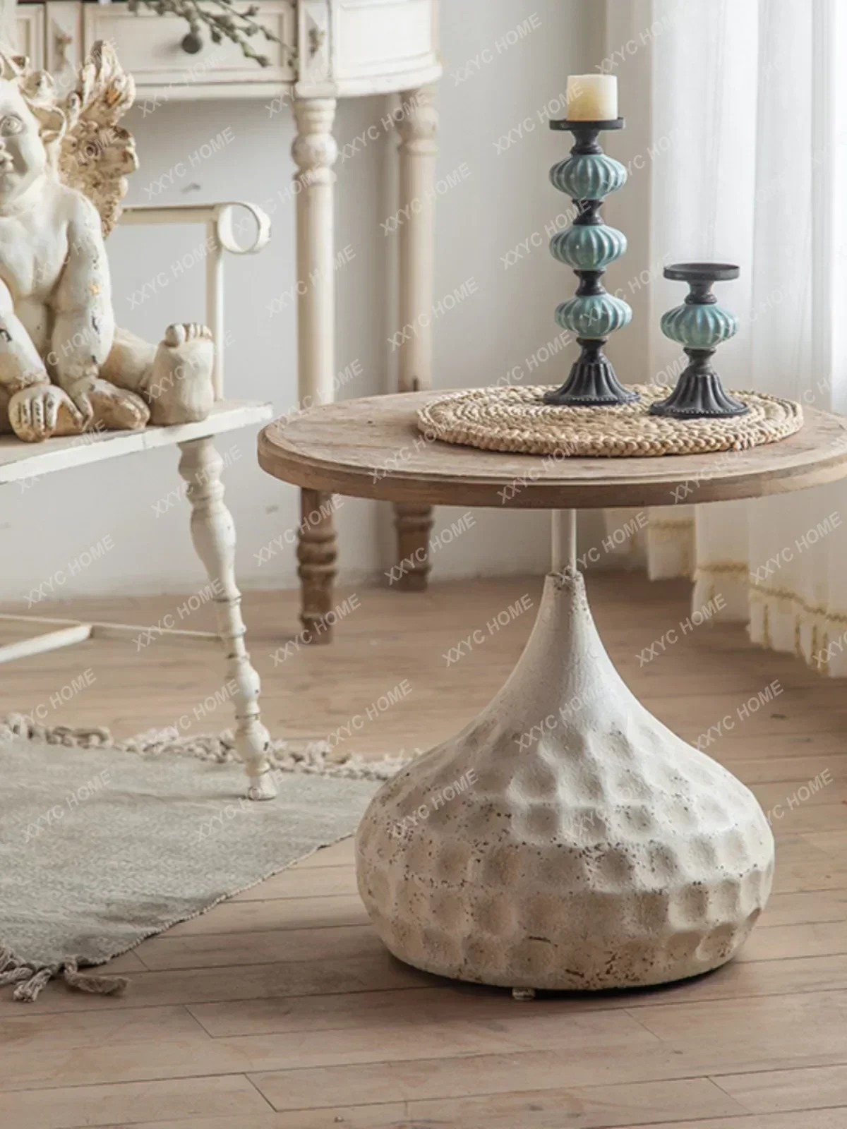 American retro wrought iron small round table B & B coffee table decoration round corner table