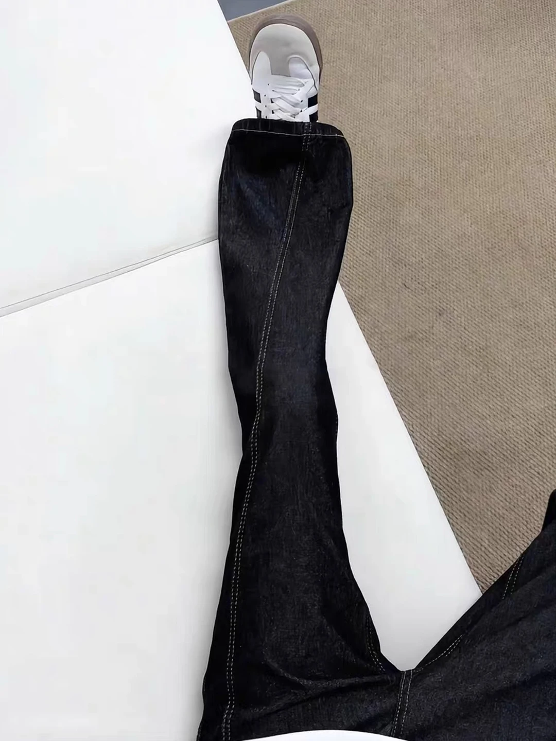 

Deep Blue Straight Leg Men's Jeans Cleanfit Rise Leg Lengthening Tapered Pants Autumn Winter Diagonal Cut Denim Jeans