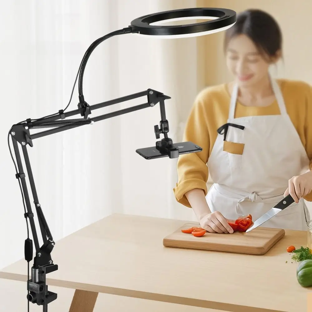 Mobile phone overhead bracket lazy Bluetooth remote control overhead shot fine overhead shot 26cm fill light