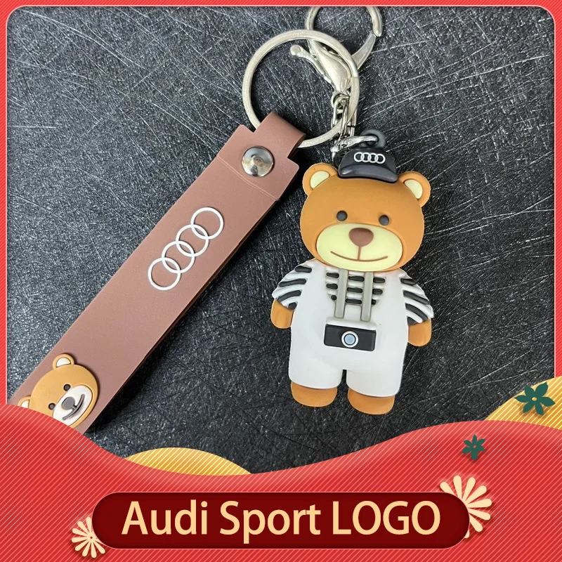 Bear Key Ring Car Keychain Custom Gift Emblem For Audi S Line A1 A3 A4 A5 A6 Q3 Q4 Q5 Q7 Q8 S3 S4 S5 S6 S7 Car Accessories