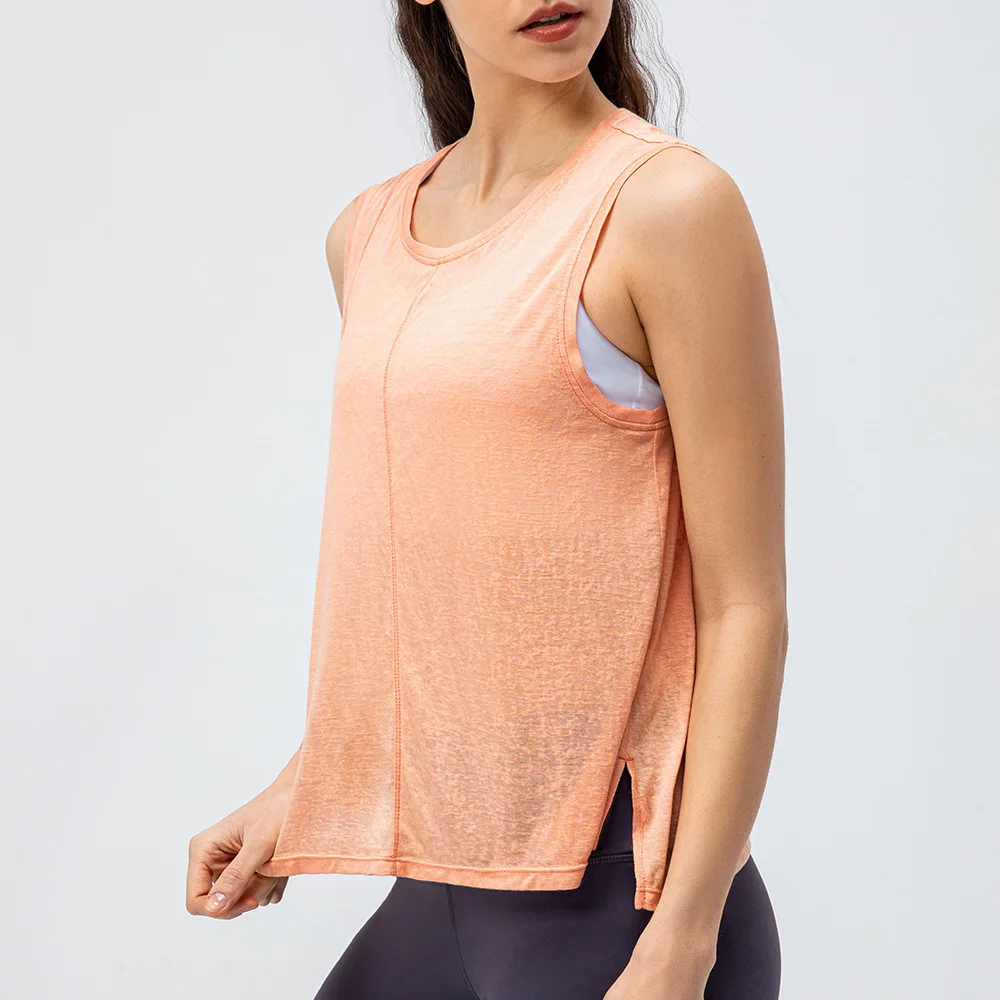 

Женская летняя свободная повседневная легкая тонкая дышащая жилетка без рукавов для занятий спортом, фитнесом, бегом, тренировками, удобная блузка