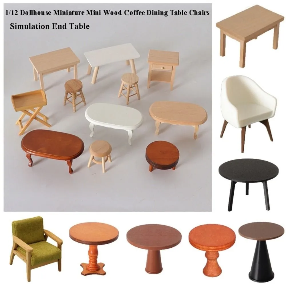 Mini 1/12 Dollhouse Miniature Chair Multistyles Doll House Decoration Simulation End Table Modern Simple