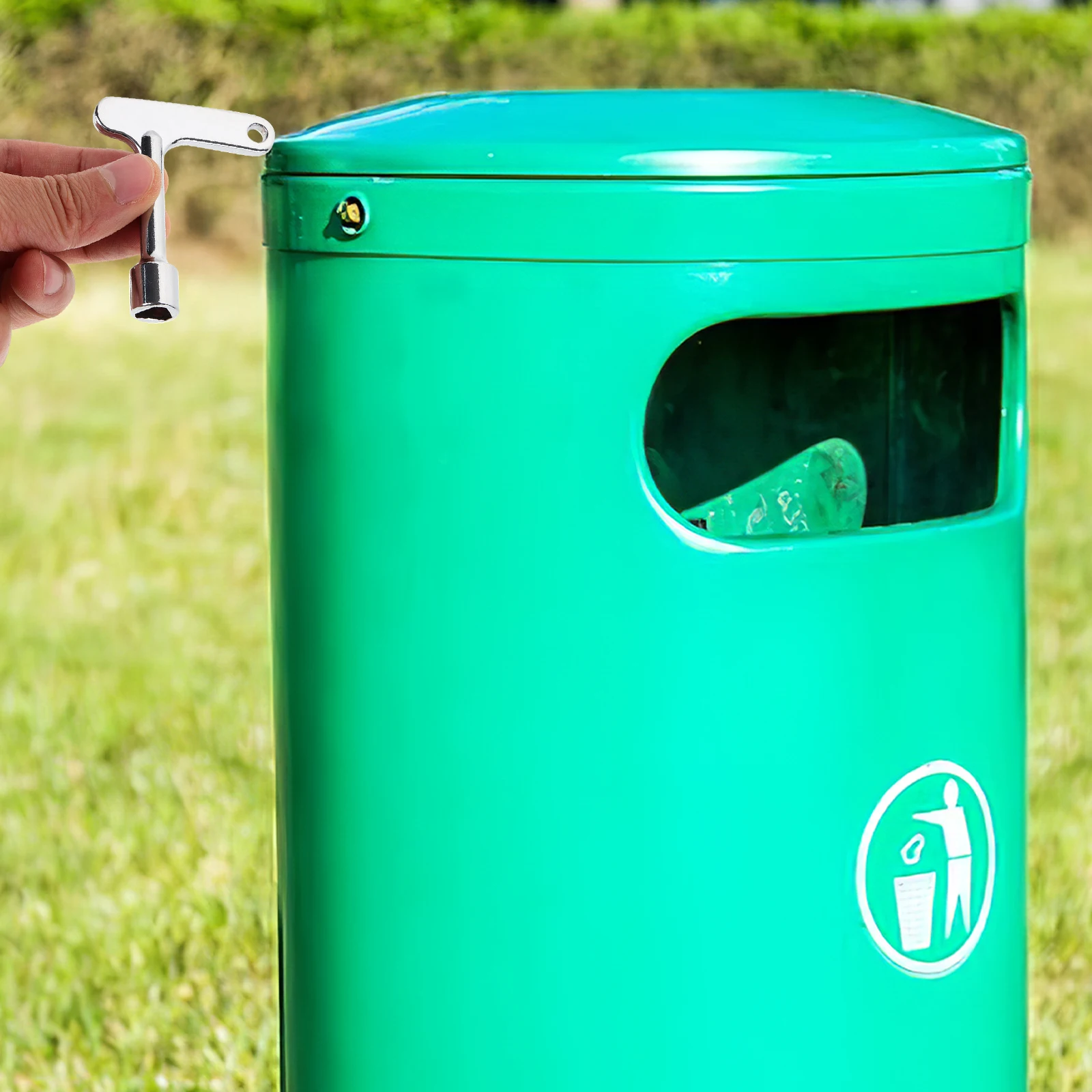 

2pcs Alloy Metal Lock Outdoor Garbage Bin Key Reusable for Trash Can Peel Box Keys Utility Keys Trash Can Lock Key