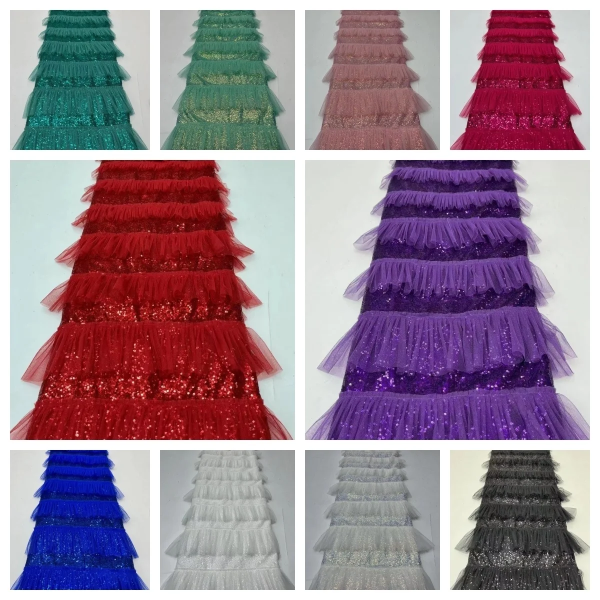 New Luxury African Sequin Lace Fabric 2024 French Net Sequence 3D Embroidery Nigerian Mesh Tulle Lace For Wedding Party Dresses