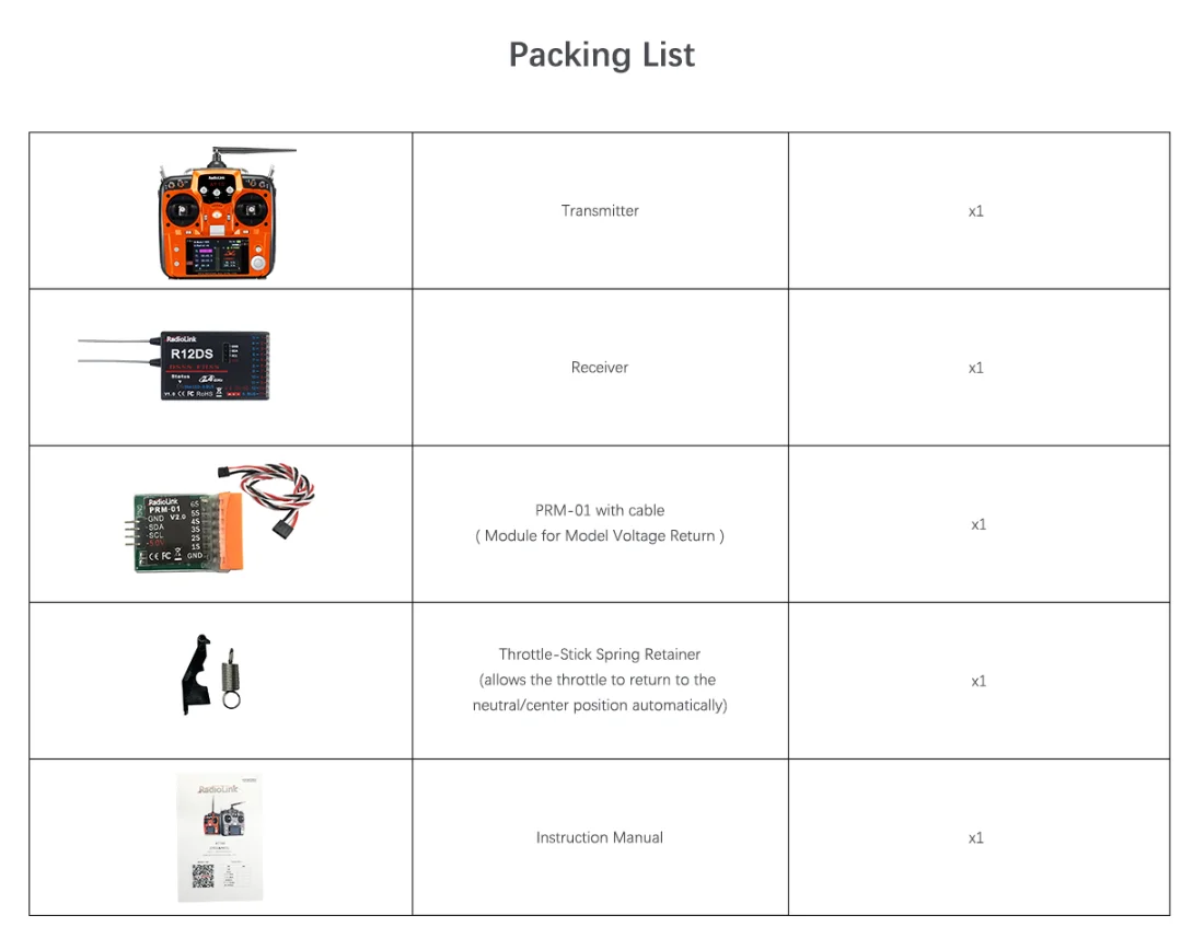 RadioLink AT10 II 12Channels 2.4Ghz RC Transmitter with R12DS Receiver PRM-01 Voltage Return Module for RC Quadcopter Fixed Wing