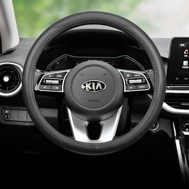 

Car Steering Wheel Cover for КИА Kia K5 Optima Cee'd Ceed Cerato Spectra Seltos Sonet Leather Rubber Protector Car Accessories