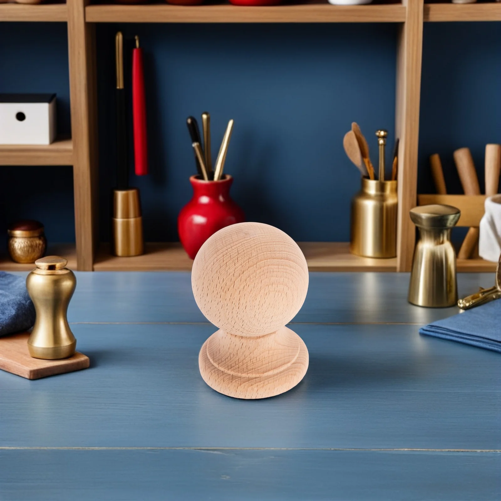 

1pcs Solid Wood Finial 14X12Cm Round Unfinished Hardwood Ball For Bed Posts Staircase Curtain Rods Indoor Decor Diy Crafts