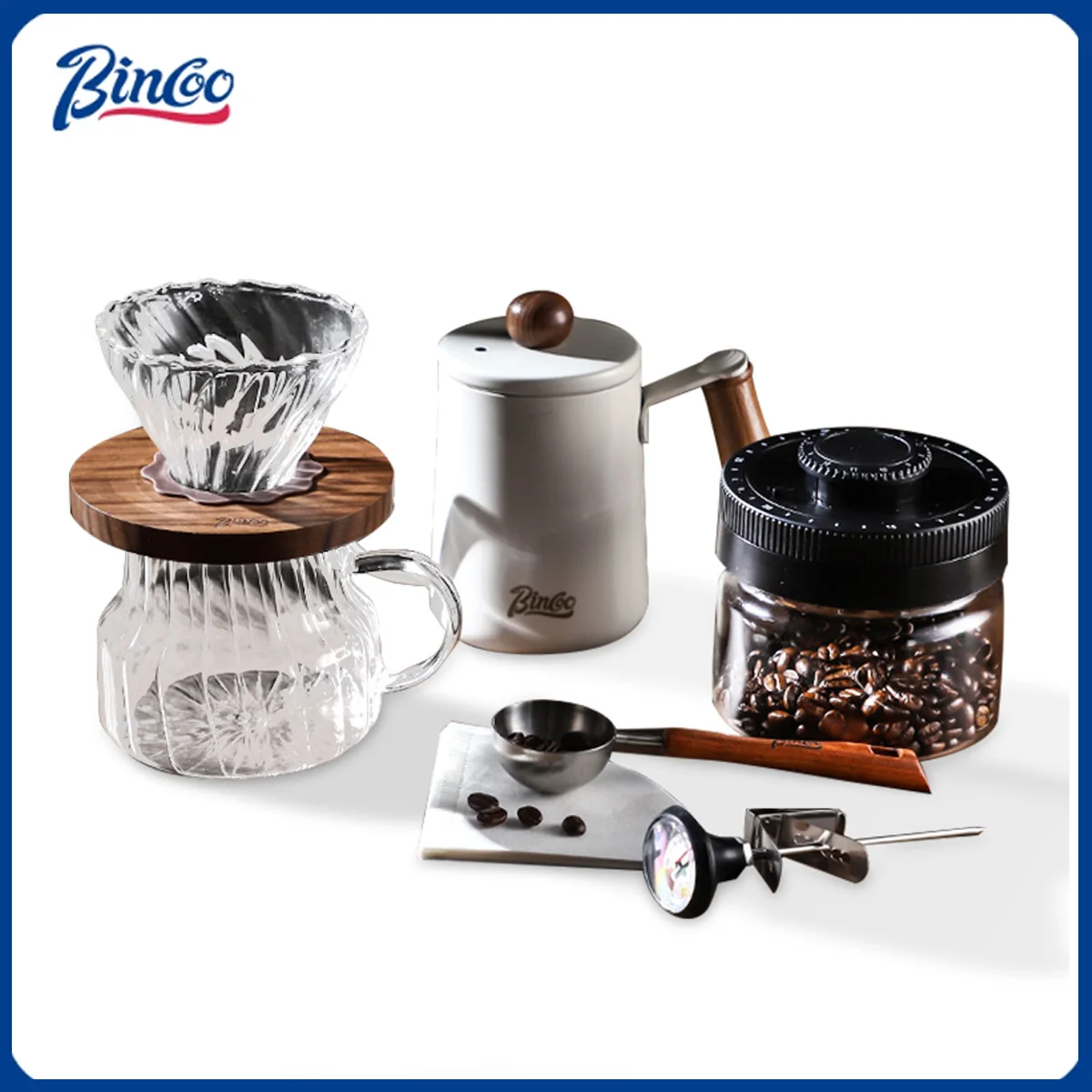 

Bincoo 3-х предметный многоразовый стеклянный фильтр и общий горшок для ручного заваривания кофейный набор для дома и улицы V01 V02 капельный фильтр инструменты для бариста