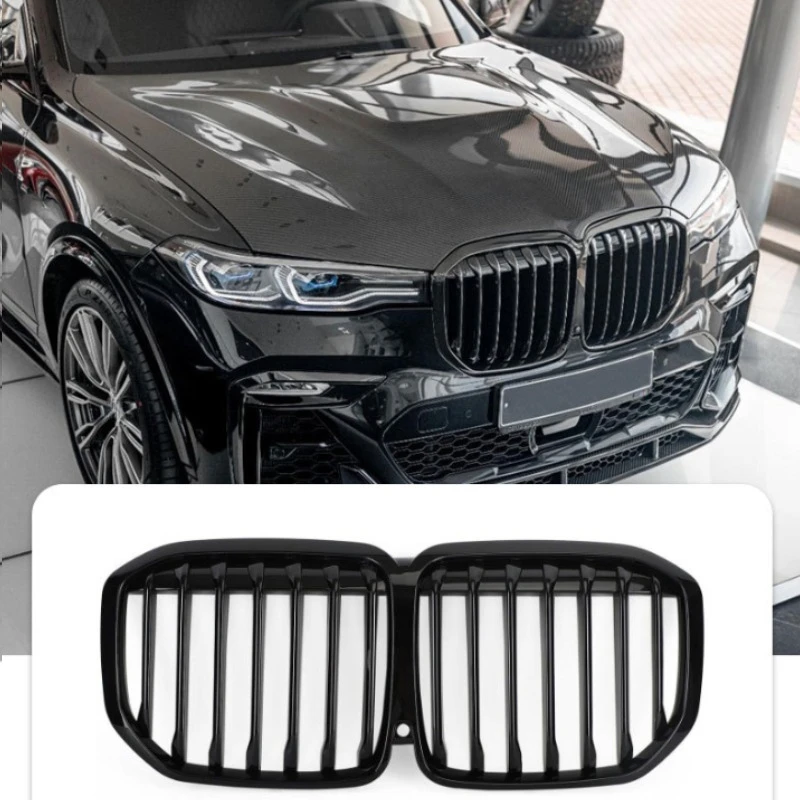 

For BMW X7 G07 2019-2022 Single Line Gloss Black Front Grille Replacement Pre LCI Kidney Grill Auto Styling Parts Accessories