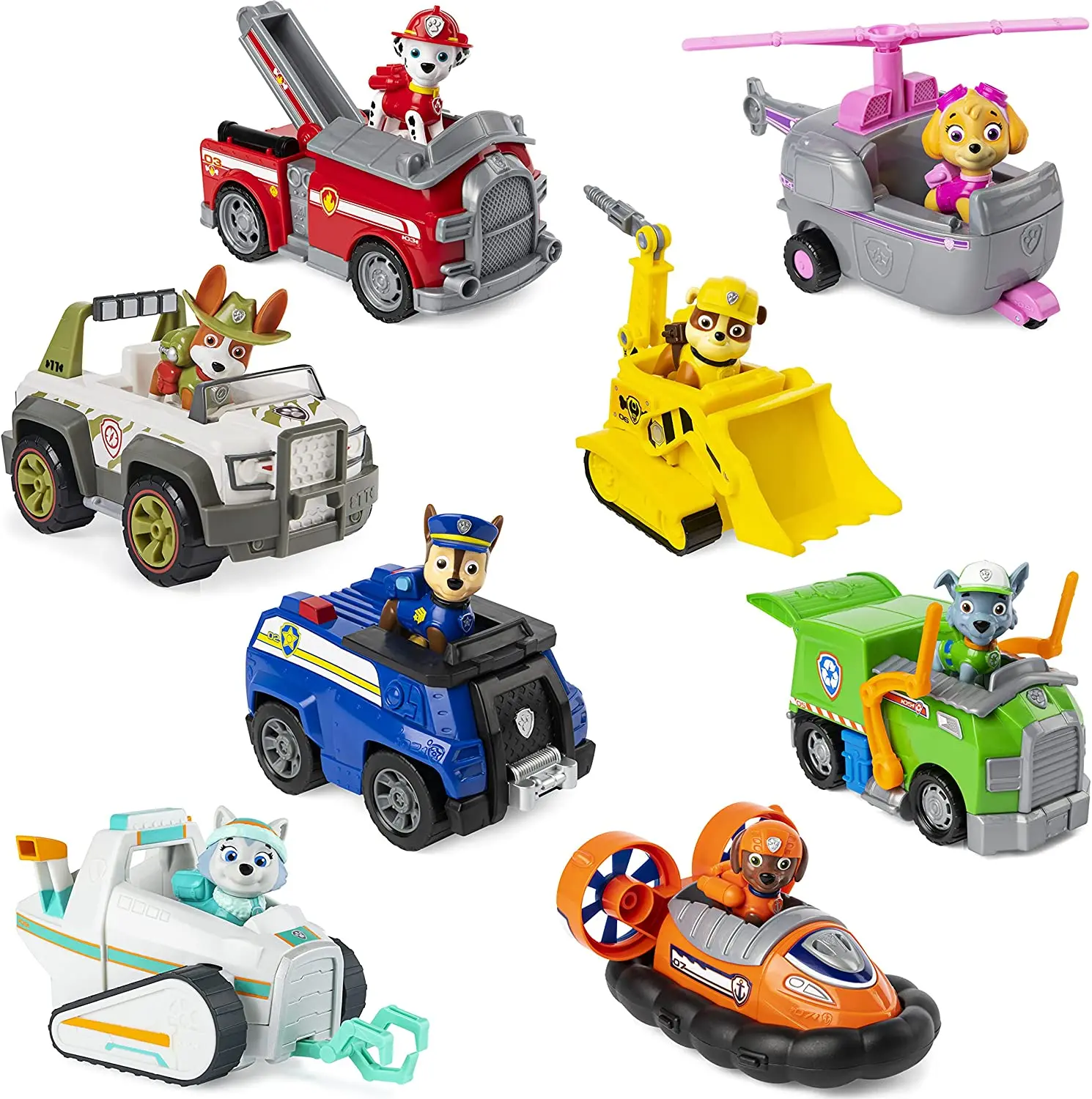 Figuras de acción originales de la patrulla canina, juguete de coche Ryder Tracker Everest, Chase, Rex, Skye, Wildcat, Rocky, Marshall, Zuma, venta