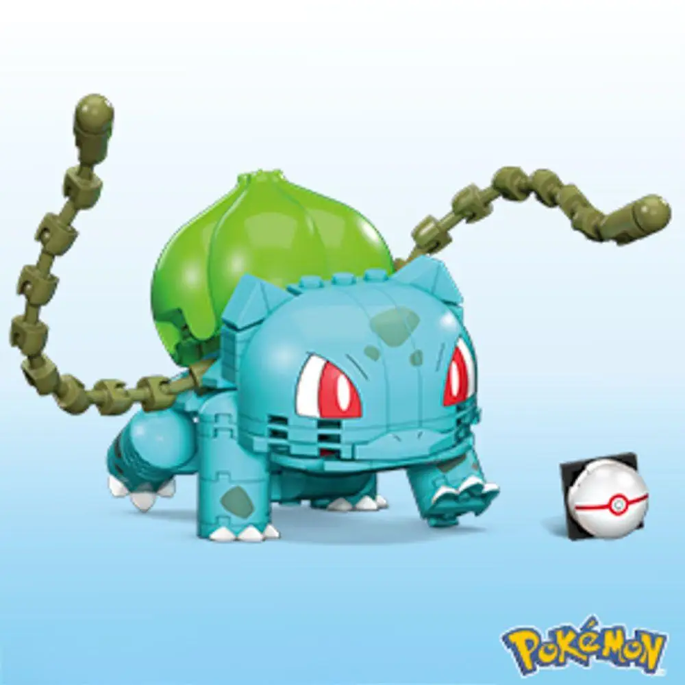 MEGA Construx Pokemon Bulbasaur Machop Zigzagoon Toxel Galarian Meowth Construction Set Action Figures Building Toy Collectible