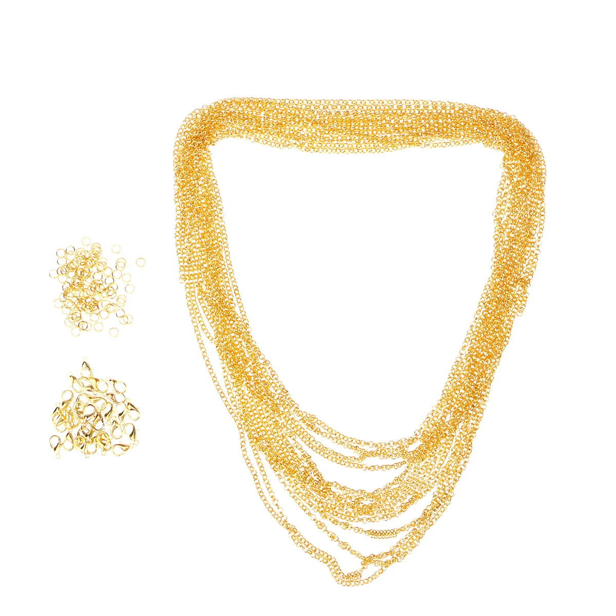

30Pcs Gold 3mm Chain Lobster Clasp Set Open Combination Jewelry Making Craft Bulk Pendant Accessories