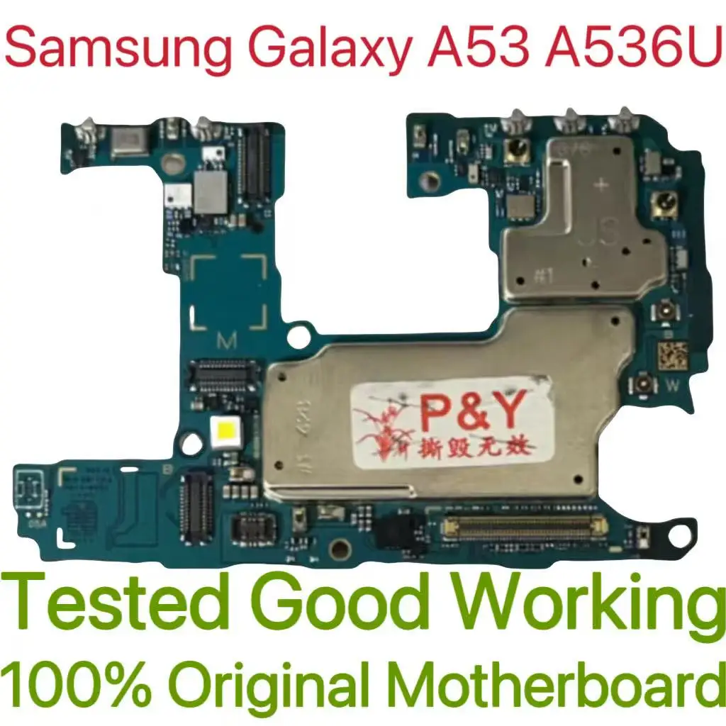 Original Unlocked Main Board For Samsung Galaxy A53 A536U Mainboard Motherboard Unlocked With Chips Circuits Flex Cable