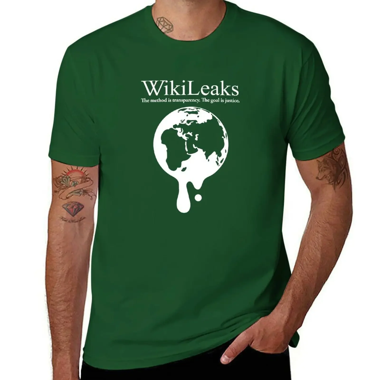 WikiLeaks Dripping Globe T-Shirt Aesthetic clothing hippie clothes tops oversized t for men Informal manga Sweatshirt vintage