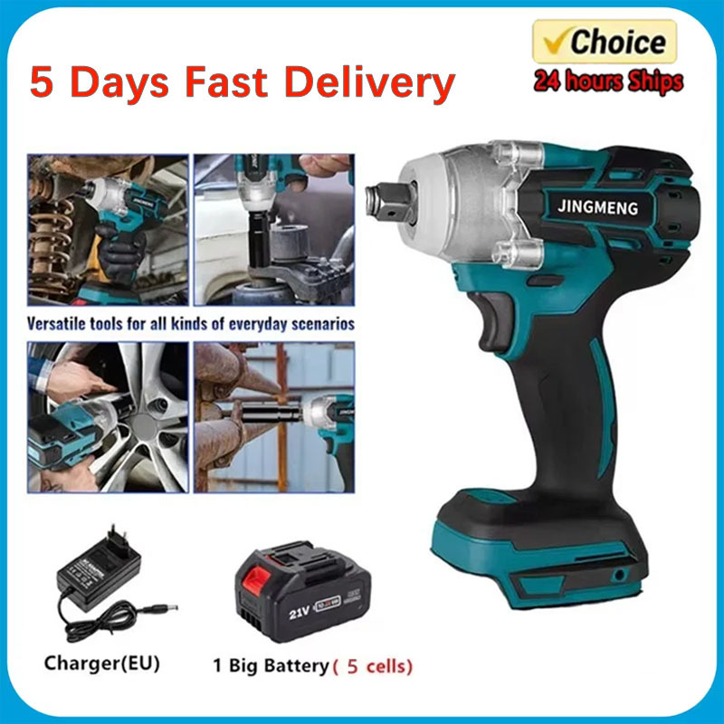  Chave de Impacto Elétrica Cordless, Brushless Broca Mão, Soquete Ferramenta Elétrica para Makita, Bateria 21V 